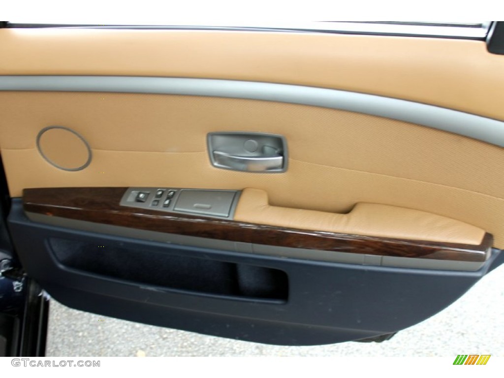 2004 BMW 7 Series 745Li Sedan Dark Blue/Natural Brown Door Panel Photo #72476399