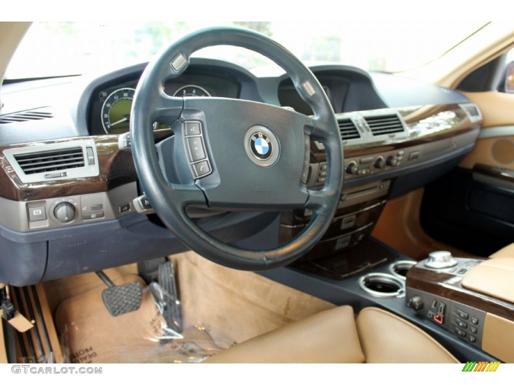 2004 BMW 7 Series 745Li Sedan Dark Blue/Natural Brown Dashboard Photo #72476420