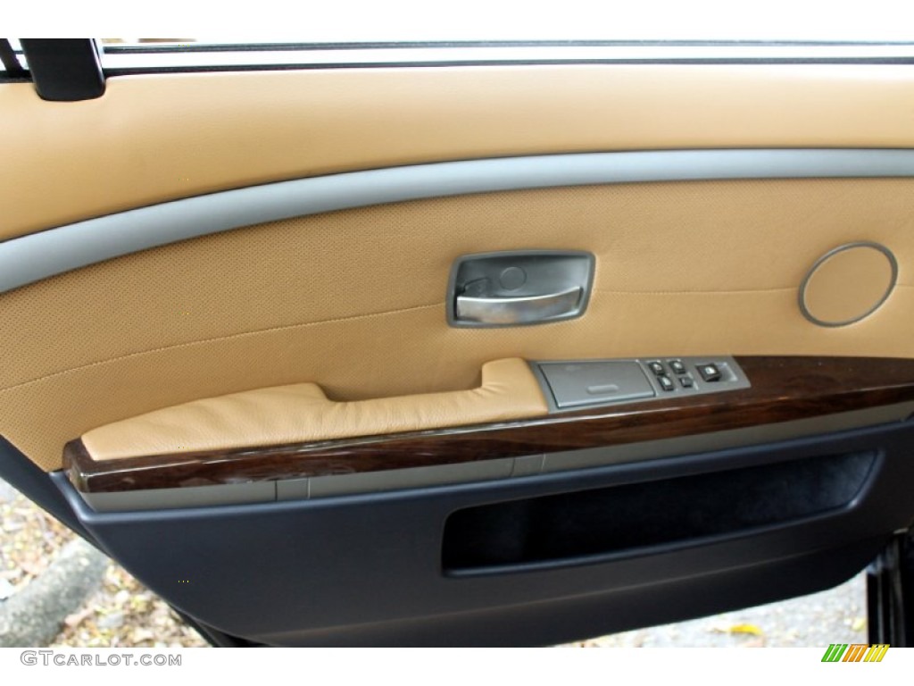 2004 BMW 7 Series 745Li Sedan Dark Blue/Natural Brown Door Panel Photo #72476551