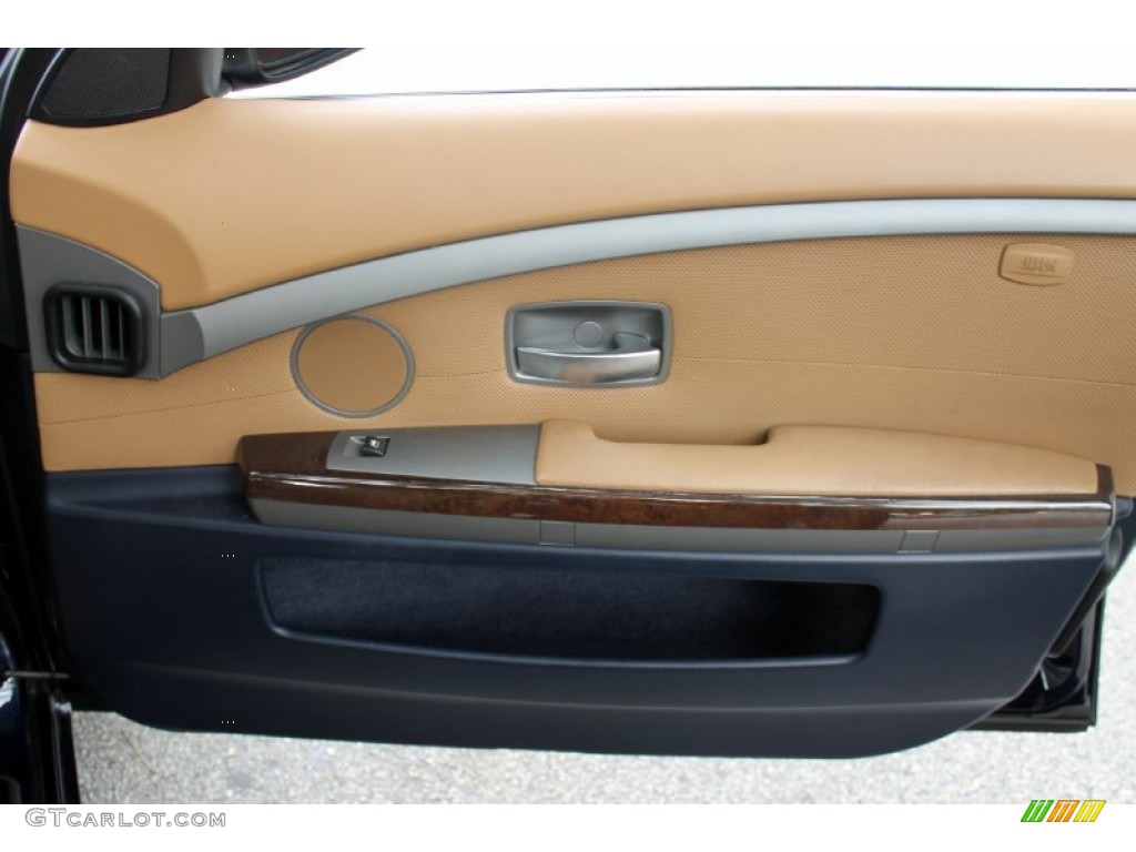 2004 BMW 7 Series 745Li Sedan Dark Blue/Natural Brown Door Panel Photo #72476572