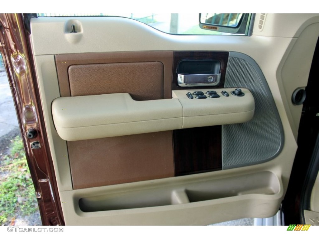 2008 Ford F150 King Ranch SuperCrew 4x4 Tan/Castaño Leather Door Panel Photo #72478342