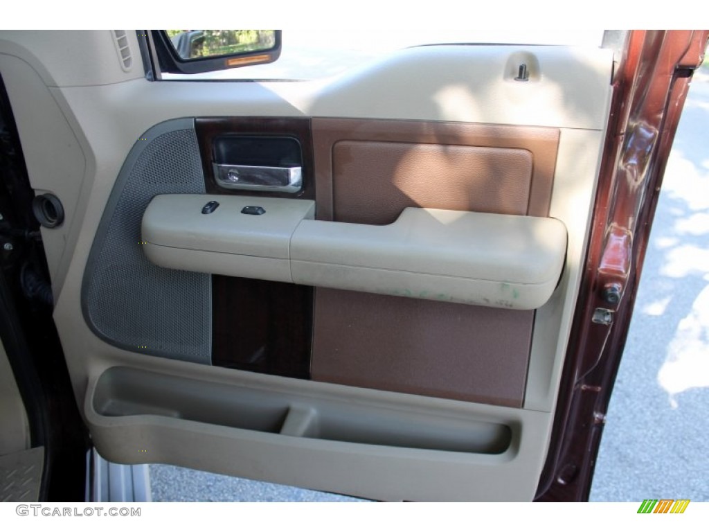 2008 Ford F150 King Ranch SuperCrew 4x4 Tan/Castaño Leather Door Panel Photo #72478360
