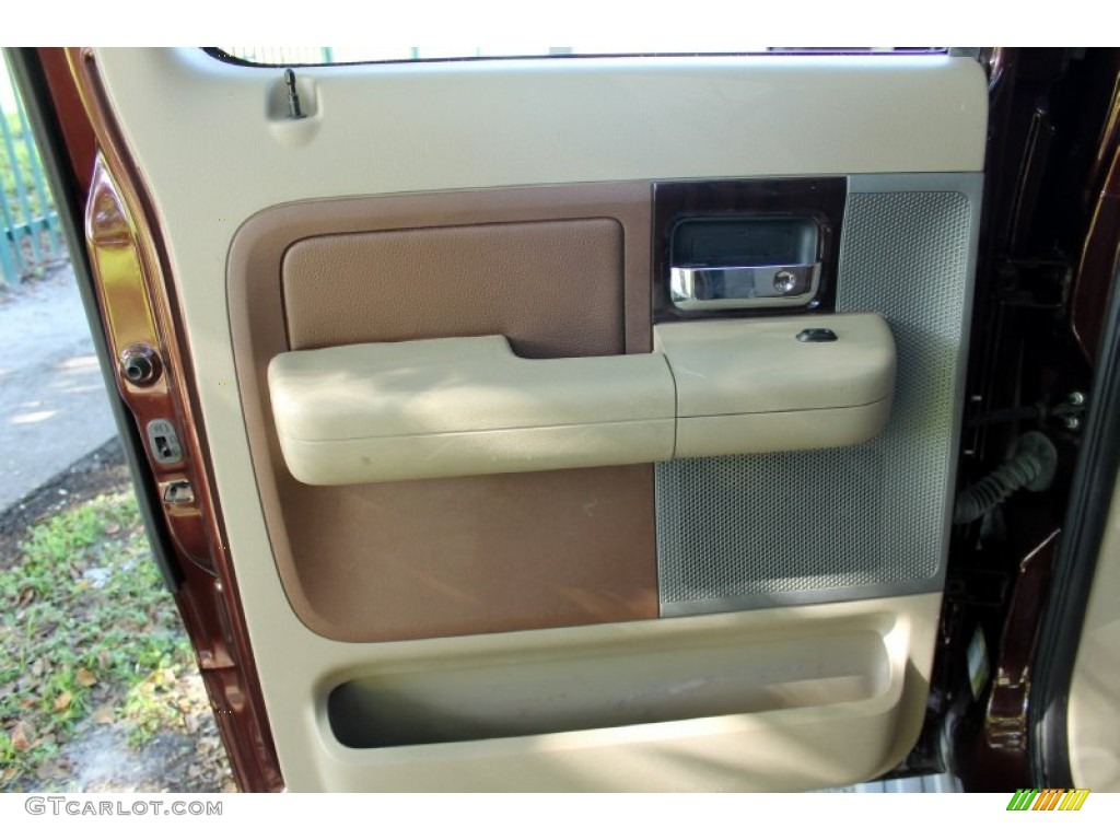 2008 Ford F150 King Ranch SuperCrew 4x4 Tan/Castaño Leather Door Panel Photo #72478573