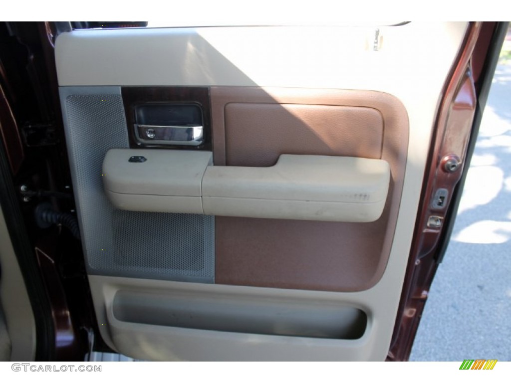 2008 Ford F150 King Ranch SuperCrew 4x4 Tan/Castaño Leather Door Panel Photo #72478593