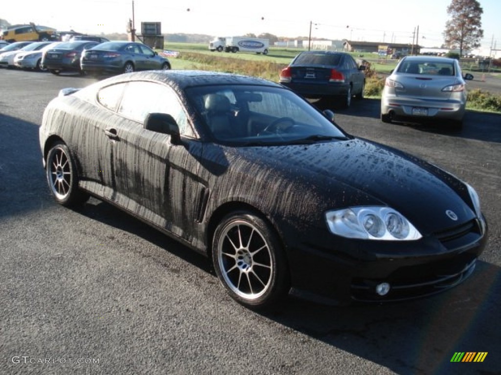 2003 Tiburon GT V6 - Jet Black / Black photo #3