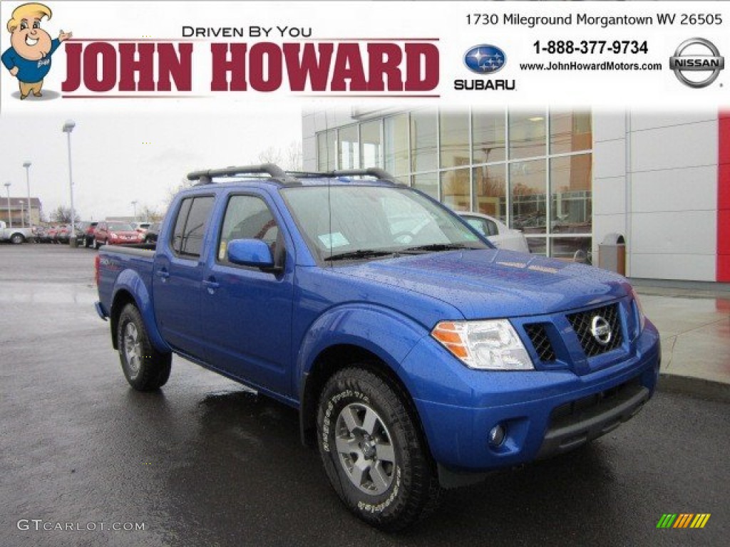 2012 Frontier Pro-4X Crew Cab 4x4 - Metallic Blue / Pro 4X Graphite/Red photo #1