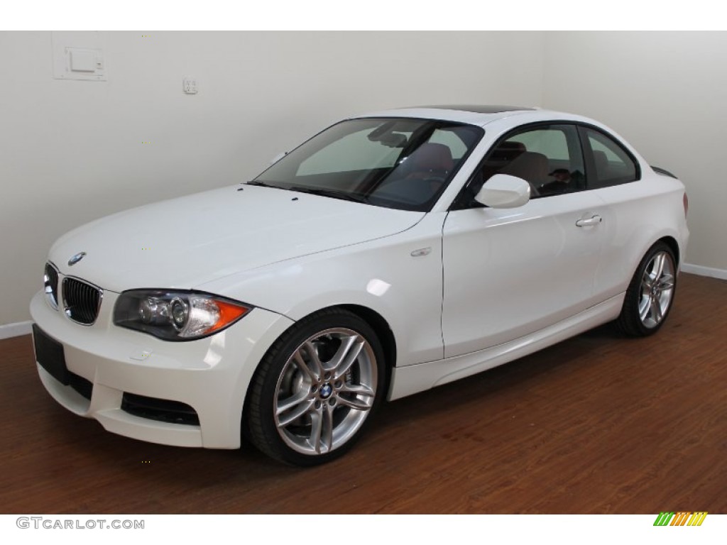 2010 1 Series 135i Coupe - Alpine White / Coral Red Boston Leather photo #1