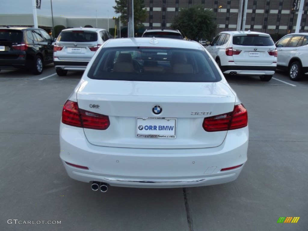 2013 3 Series 328i Sedan - Mineral White Metallic / Saddle Brown photo #8