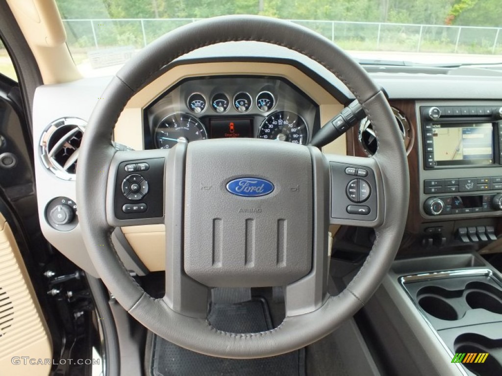 2012 Ford F250 Super Duty Lariat Crew Cab 4x4 Adobe Steering Wheel Photo #72494864