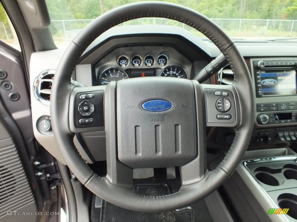 2012 Ford F350 Super Duty Lariat Crew Cab 4x4 Black Steering Wheel Photo #72495490