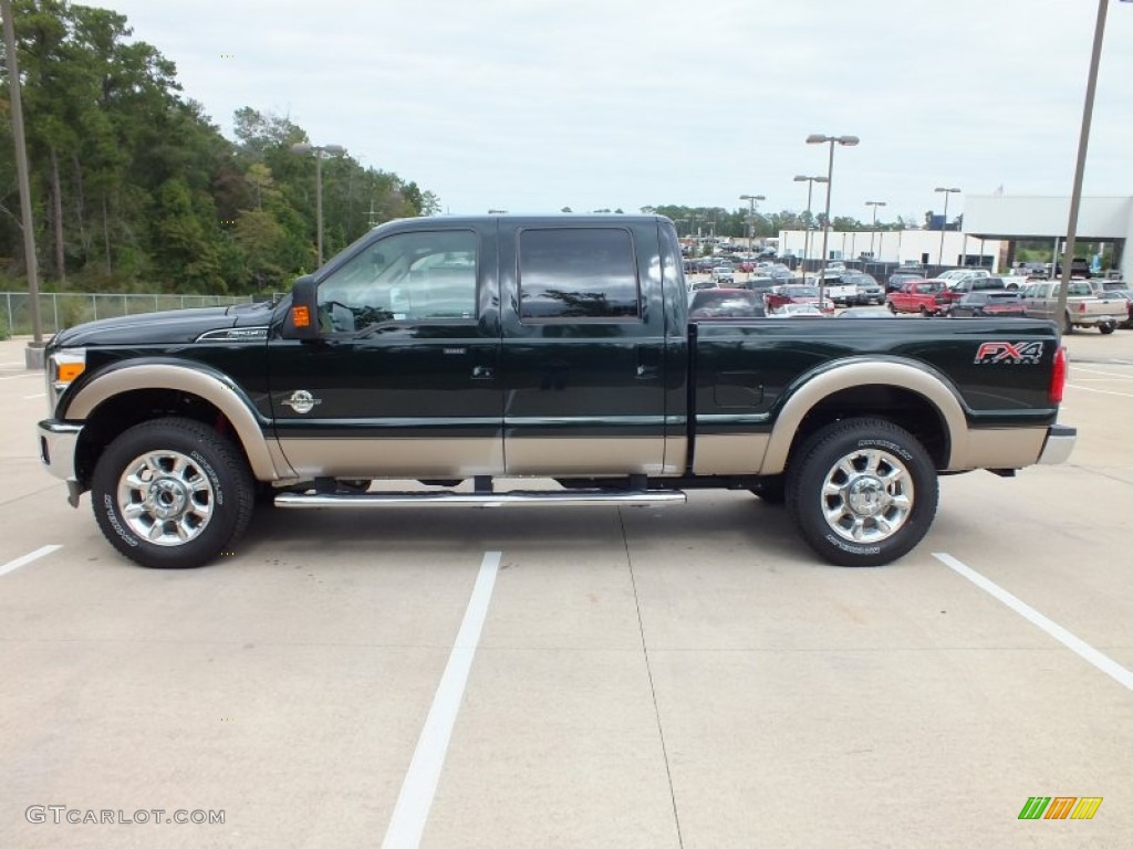 2012 F250 Super Duty Lariat Crew Cab 4x4 - Green Gem Metallic / Adobe photo #8