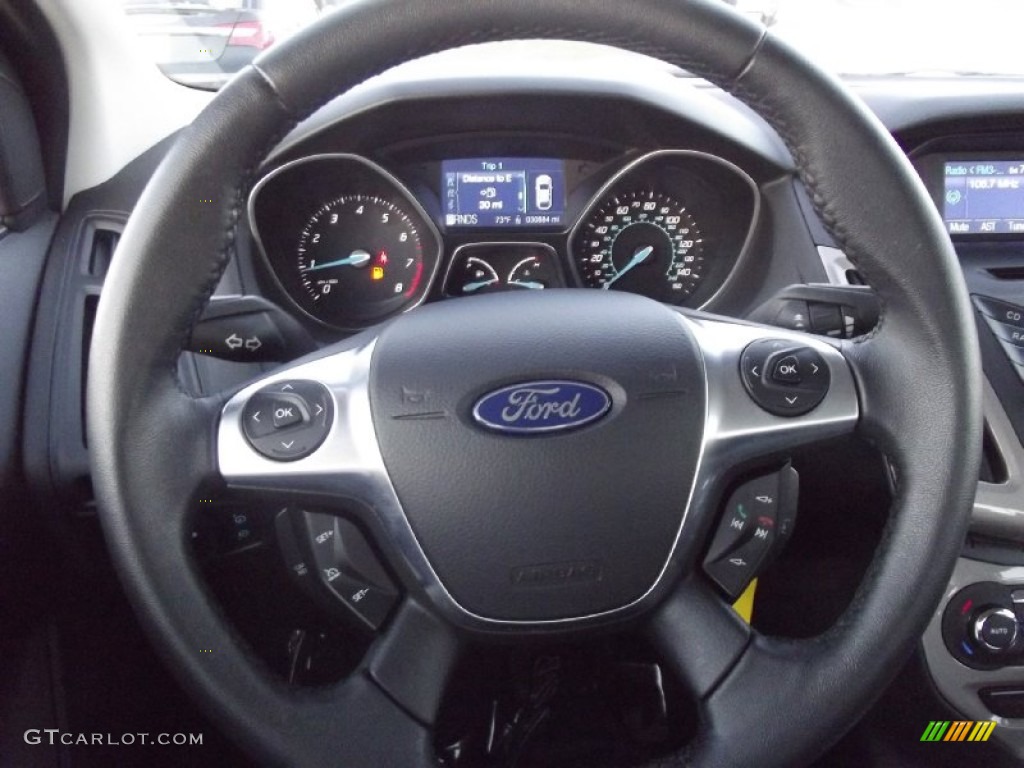 2012 Ford Focus SEL Sedan Charcoal Black Steering Wheel Photo #72496669