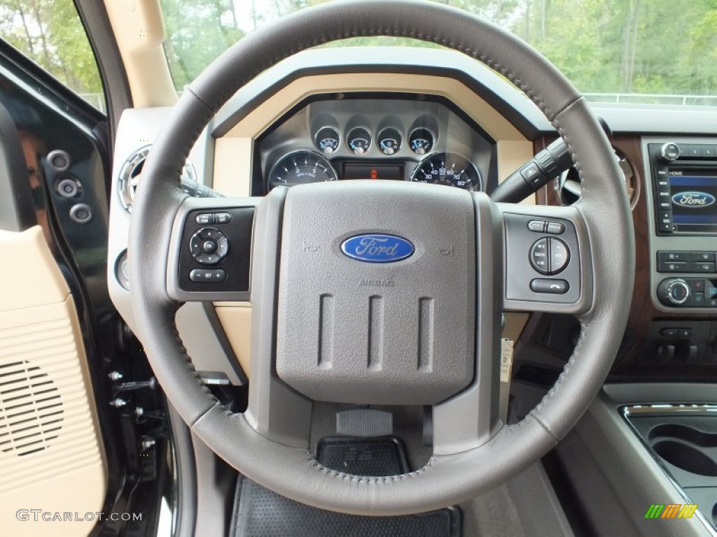 2012 Ford F250 Super Duty Lariat Crew Cab 4x4 Adobe Steering Wheel Photo #72496789