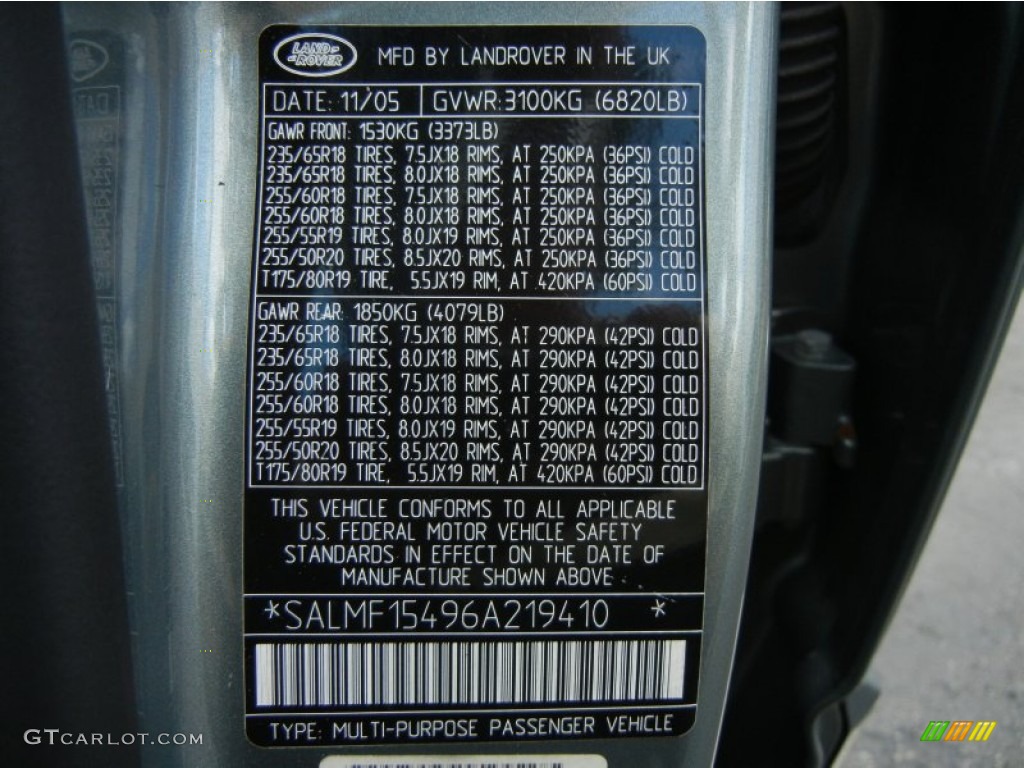 2006 Land Rover Range Rover HSE Info Tag Photos