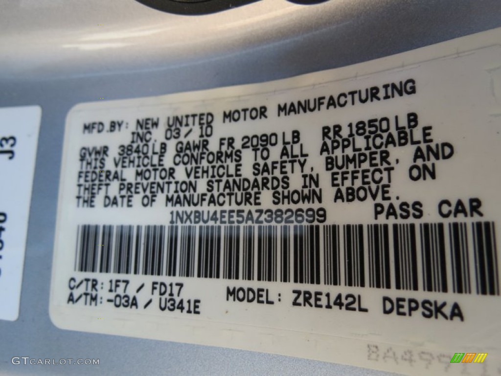 2010 Corolla S - Classic Silver Metallic / Dark Charcoal photo #24