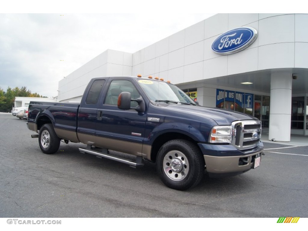 2005 F250 Super Duty XLT SuperCab - True Blue Metallic / Tan photo #1