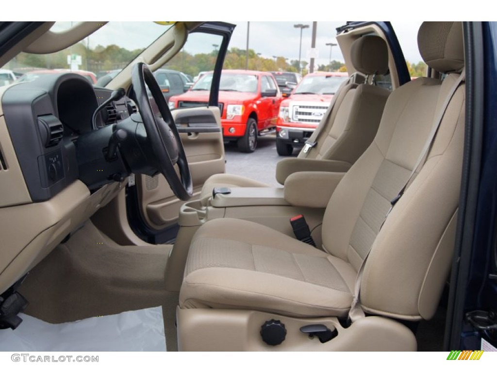 Tan Interior 2005 Ford F250 Super Duty XLT SuperCab Photo #72502838