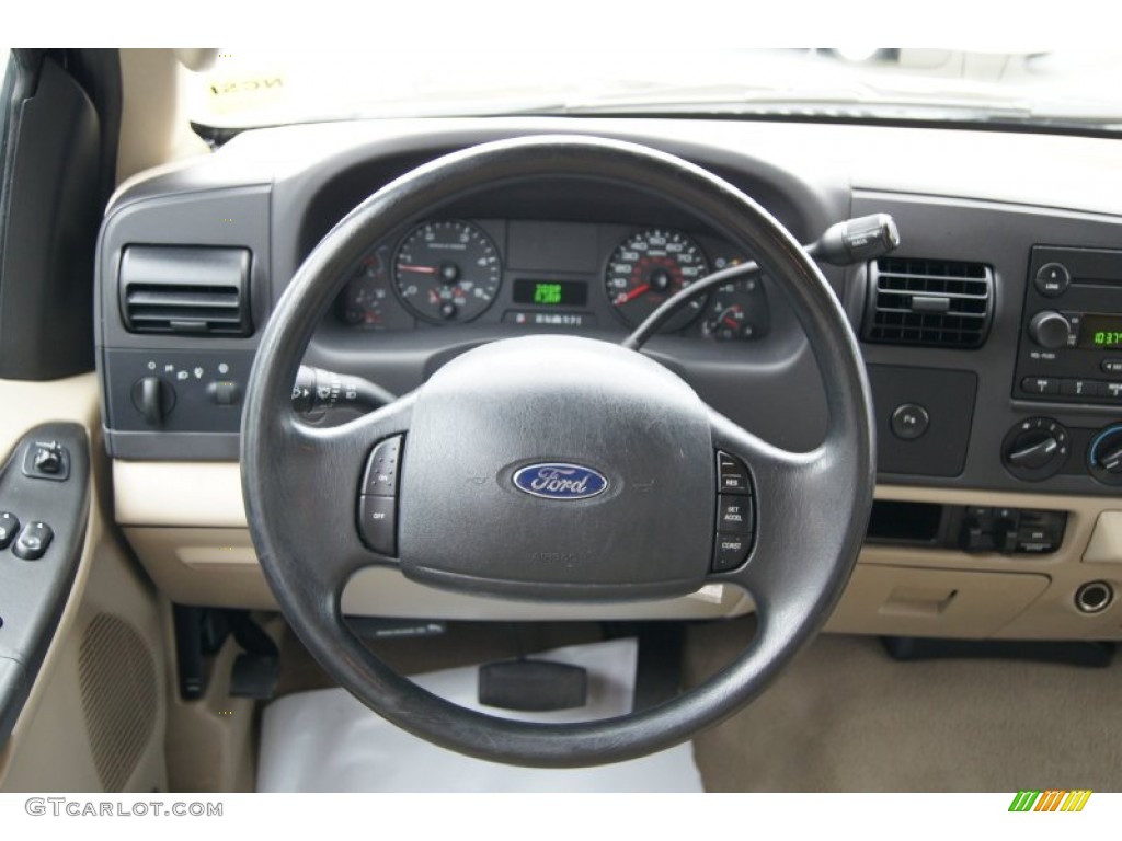 2005 Ford F250 Super Duty XLT SuperCab Tan Steering Wheel Photo #72503156