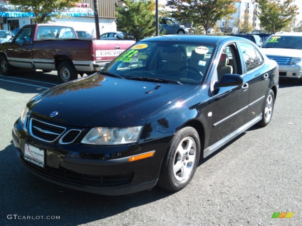 2004 9-3 Linear Sedan - Black / Parchment photo #1