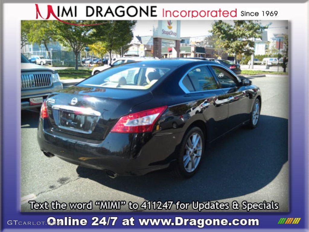 2009 Maxima 3.5 S - Super Black / Caffe Latte photo #6