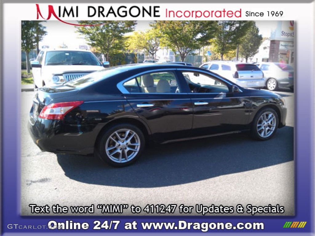 2009 Maxima 3.5 S - Super Black / Caffe Latte photo #7