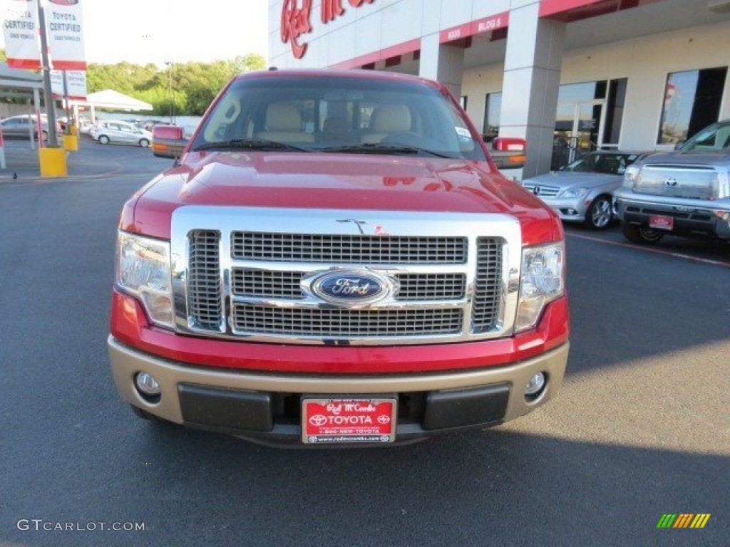 2011 F150 Lariat SuperCrew - Red Candy Metallic / Pale Adobe photo #2