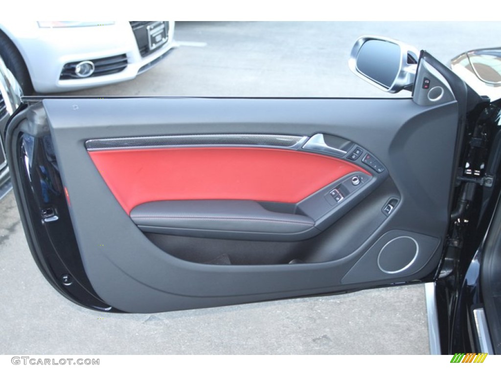 2013 Audi S5 3.0 TFSI quattro Coupe Black/Magma Red Door Panel Photo #72518817