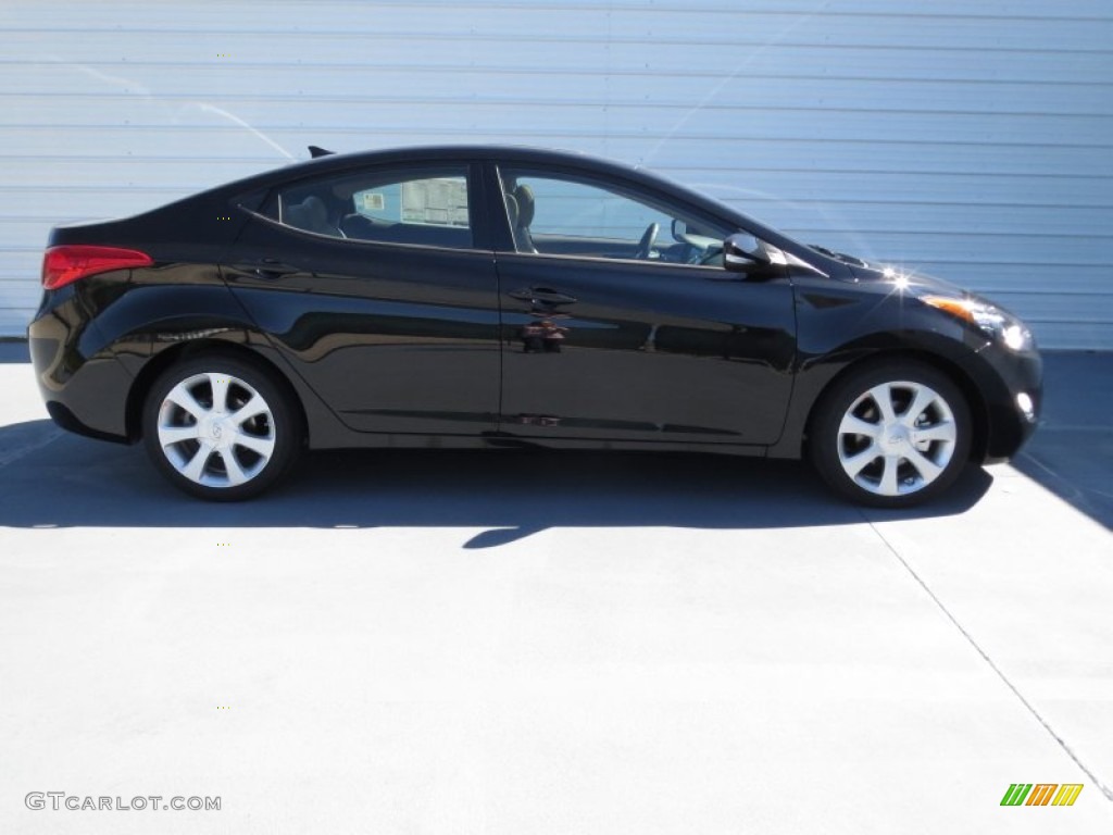 2013 Elantra Limited - Midnight Black / Beige photo #2