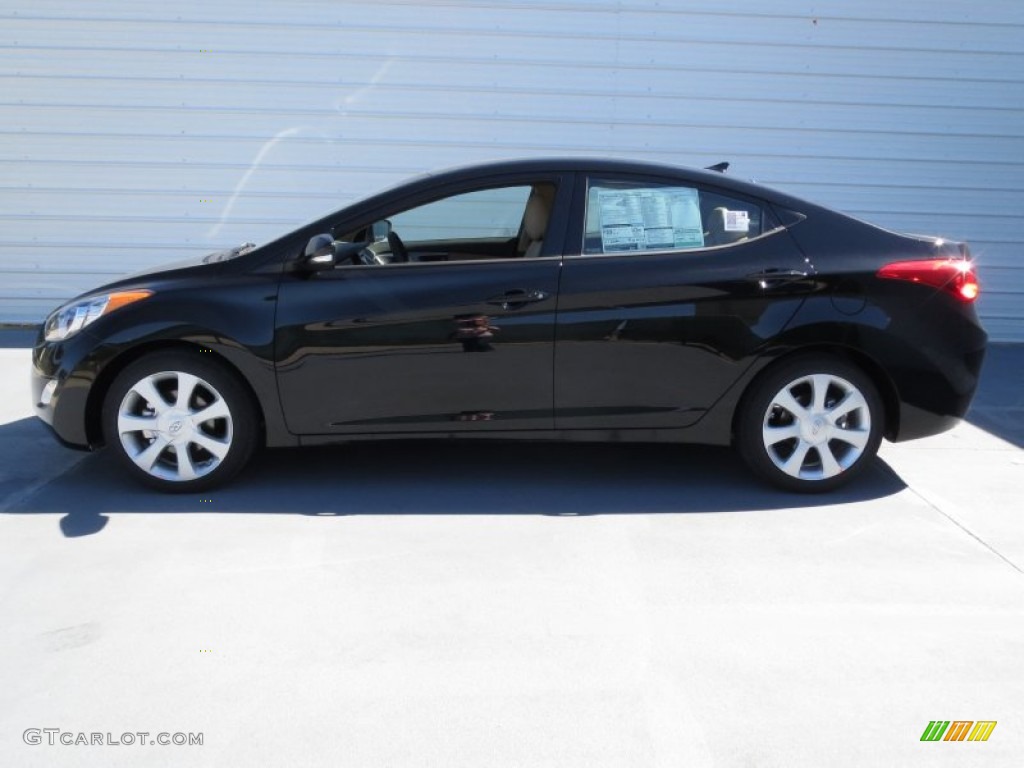 2013 Elantra Limited - Midnight Black / Beige photo #5