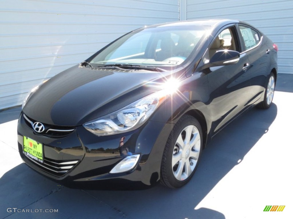 2013 Elantra Limited - Midnight Black / Beige photo #6