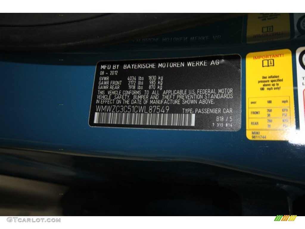 2012 Cooper Color Code B18 for Surf Blue Photo #72529044
