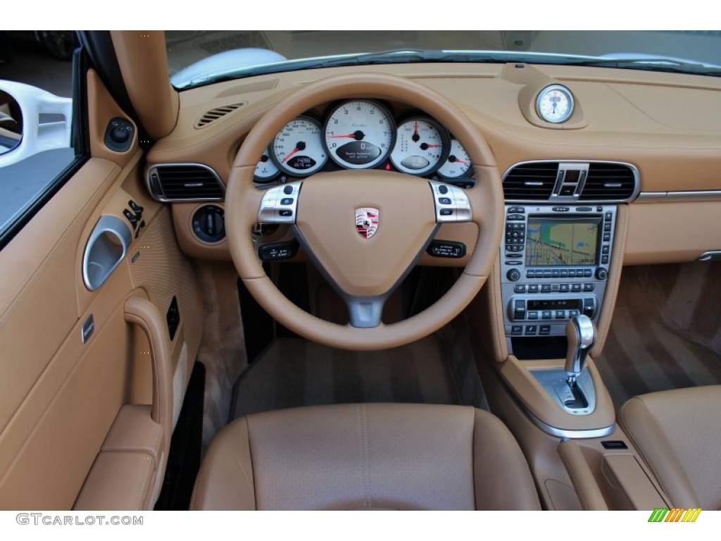 2008 Porsche 911 Turbo Cabriolet Sand Beige Dashboard Photo #72529975