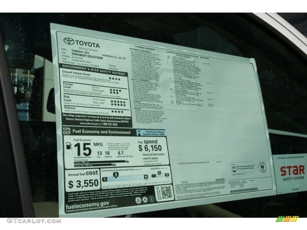 2013 Toyota Tundra Limited CrewMax 4x4 Window Sticker Photo #72538457