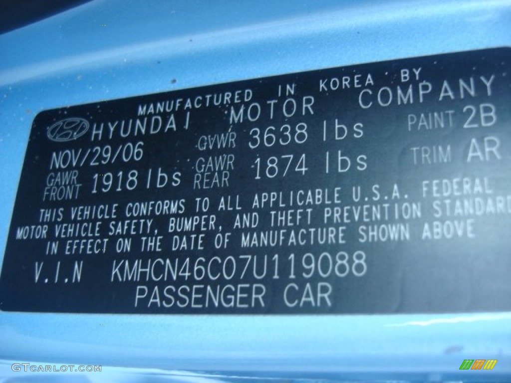 2007 Accent Color Code 2B for Ice Blue Photo #72541014