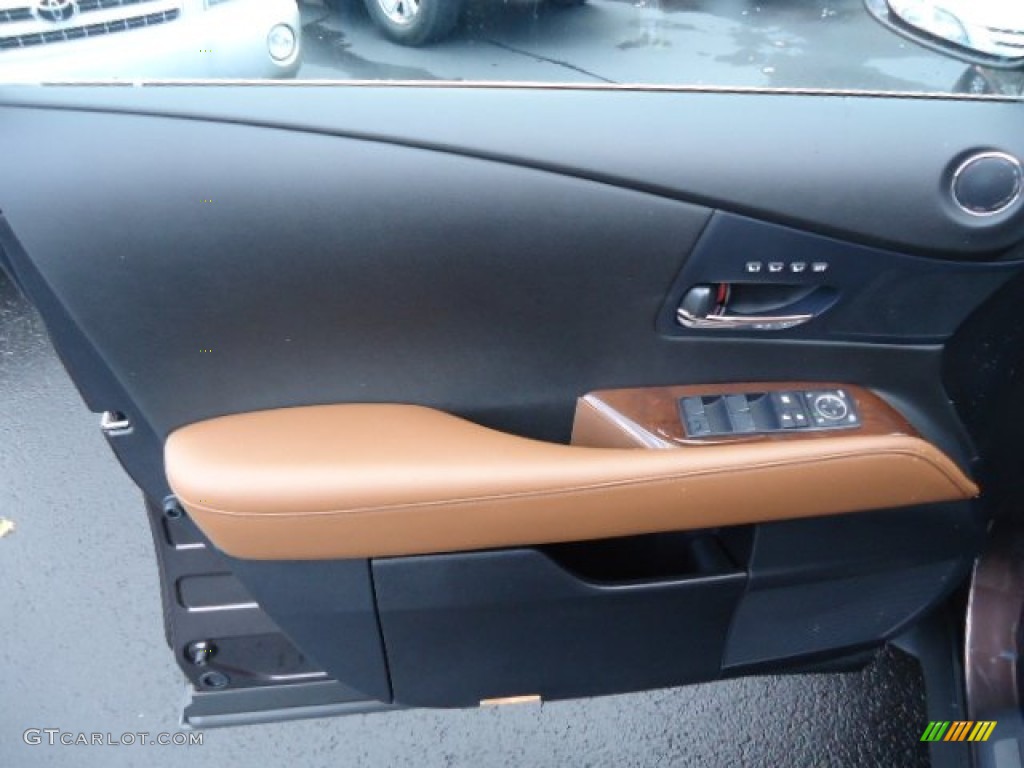 2013 Lexus RX 350 AWD Saddle Tan/Espresso Birds Eye Maple Door Panel Photo #72547389