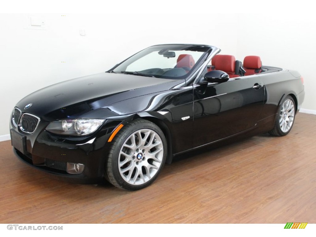 2009 3 Series 328i Convertible - Jet Black / Coral Red/Black Dakota Leather photo #1