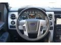2012 Ford F150 Platinum Sienna Brown/Black Leather Interior Steering Wheel Photo