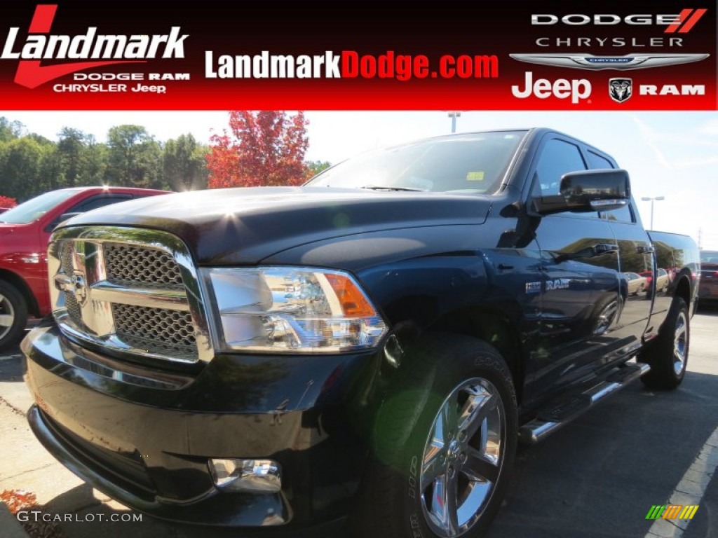2010 Ram 1500 Sport Quad Cab - Brilliant Black Crystal Pearl / Dark Slate Gray photo #1