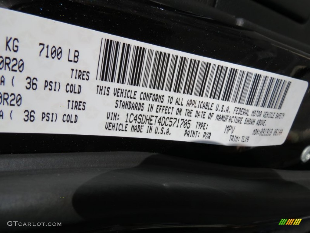 2013 Durango Color Code PXR for Brilliant Black Crystal Pearl Photo #72562314