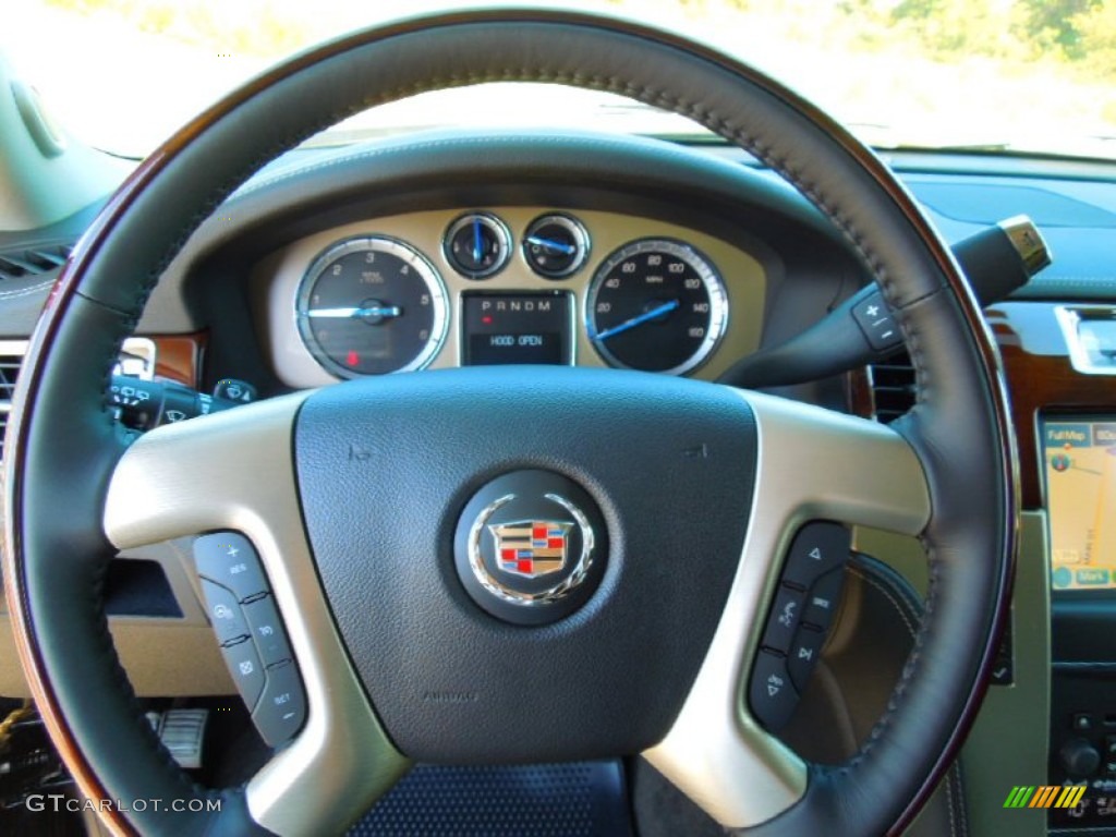 2013 Cadillac Escalade ESV Platinum AWD Ebony Steering Wheel Photo #72565755