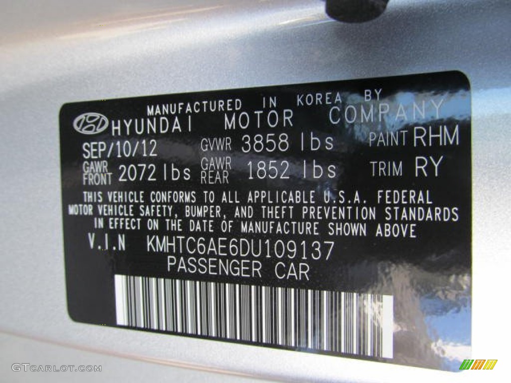 2013 Veloster Color Code RHM for Ironman Silver Photo #72573018