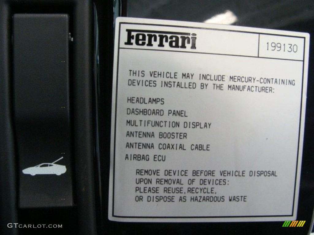 2008 Ferrari F430 Spider F1 Info Tag Photos