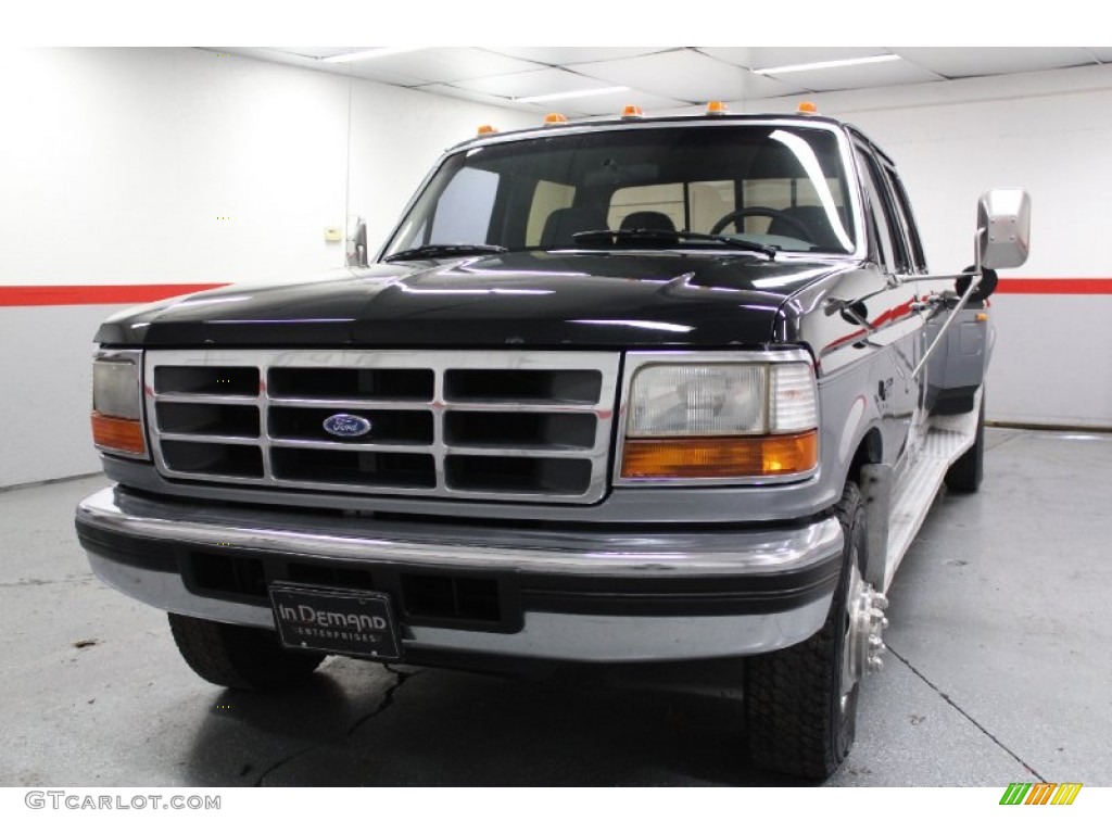 1997 F350 XLT Crew Cab Dually - Black / Opal Grey photo #6