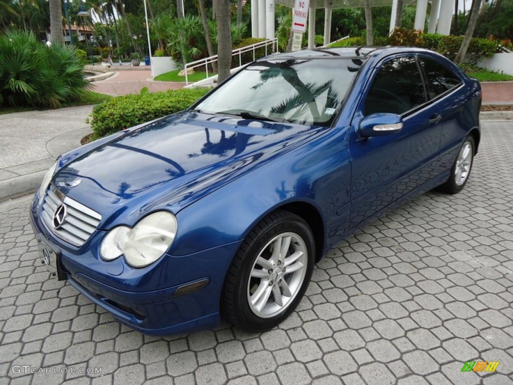 2002 C 230 Kompressor Coupe - Orion Blue Metallic / Oyster photo #1