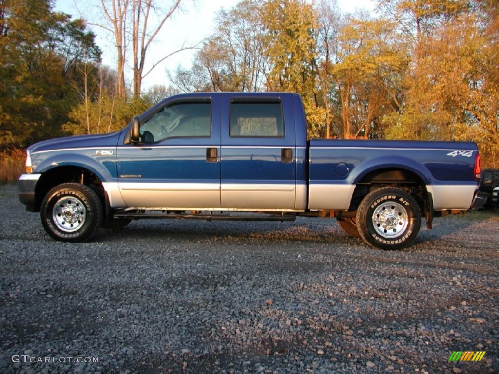 2003 F250 Super Duty XLT Crew Cab 4x4 - Sonic Blue Metallic / Medium Flint Grey photo #5