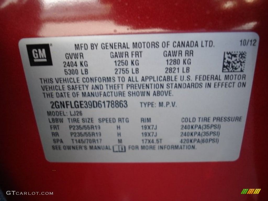 2013 Equinox LT AWD - Crystal Red Tintcoat / Jet Black photo #20