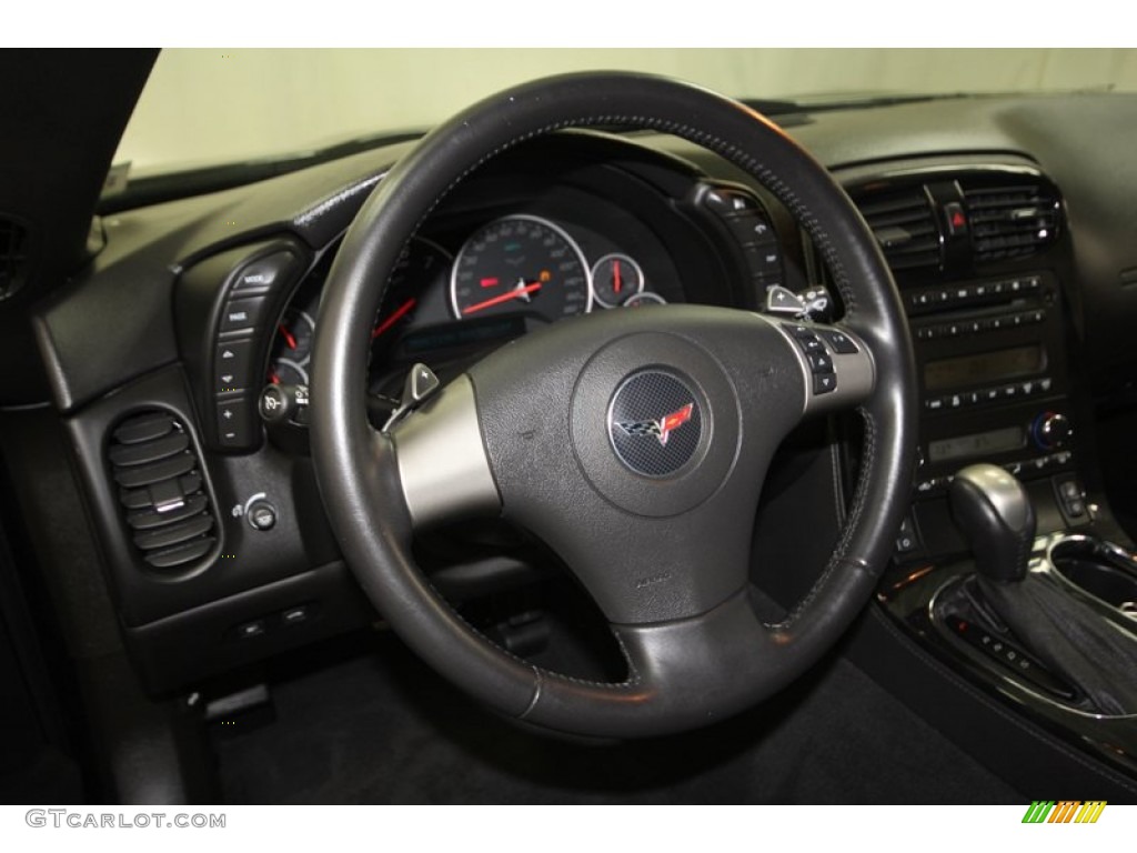 2008 Chevrolet Corvette Coupe Ebony Steering Wheel Photo #72599876