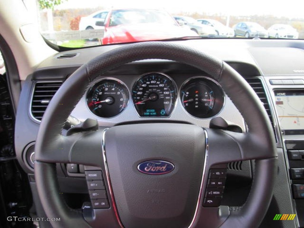 2012 Ford Taurus SHO AWD Charcoal Black/Umber Brown Steering Wheel Photo #72603704