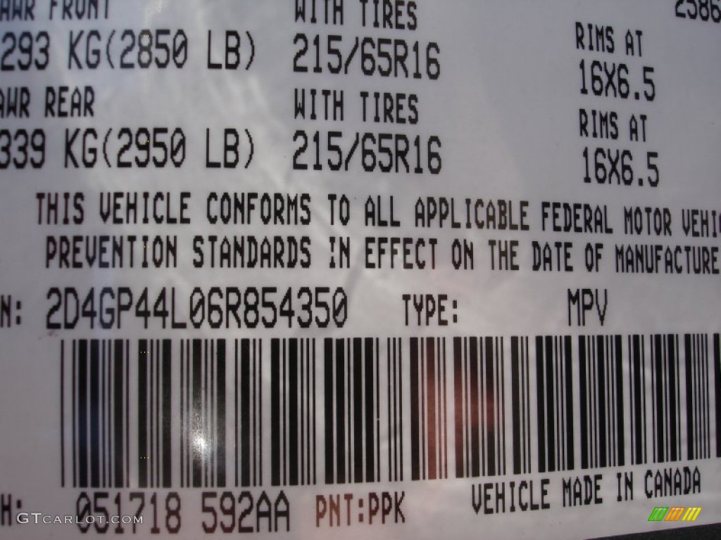2006 Grand Caravan Color Code PPK for Magnesium Pearl Photo #72607007