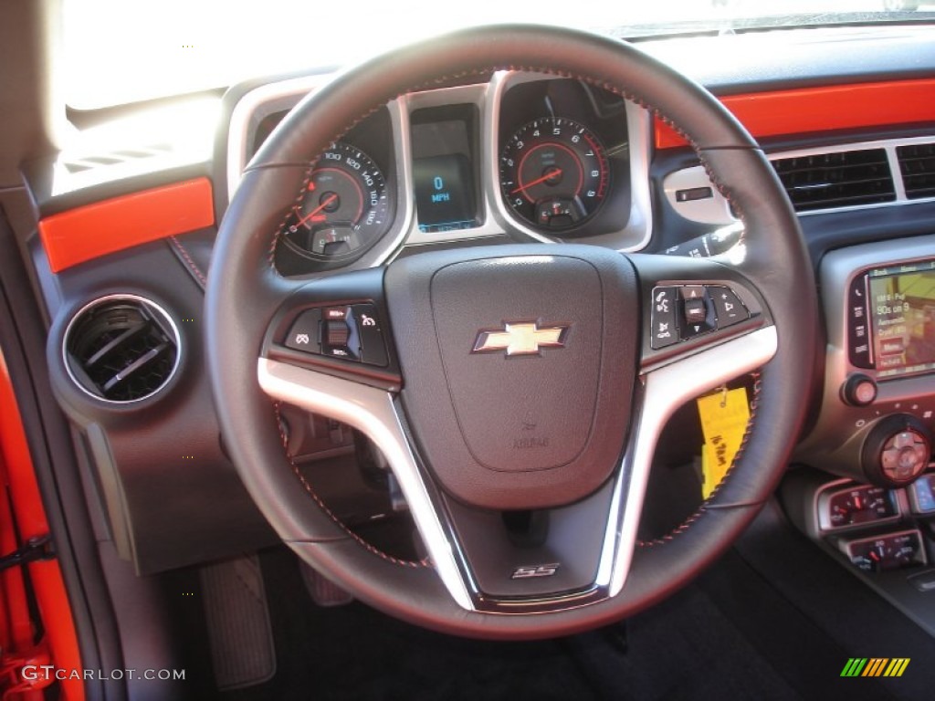 2013 Chevrolet Camaro SS/RS Coupe Inferno Orange Steering Wheel Photo #72607352